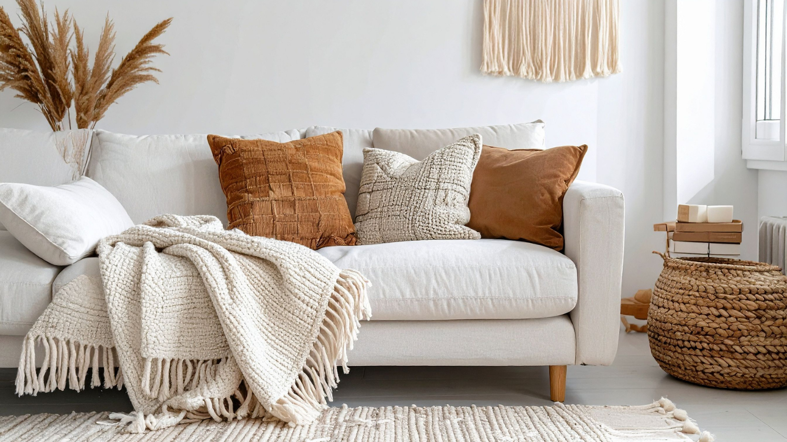 Budget-styled small living room with layered textures