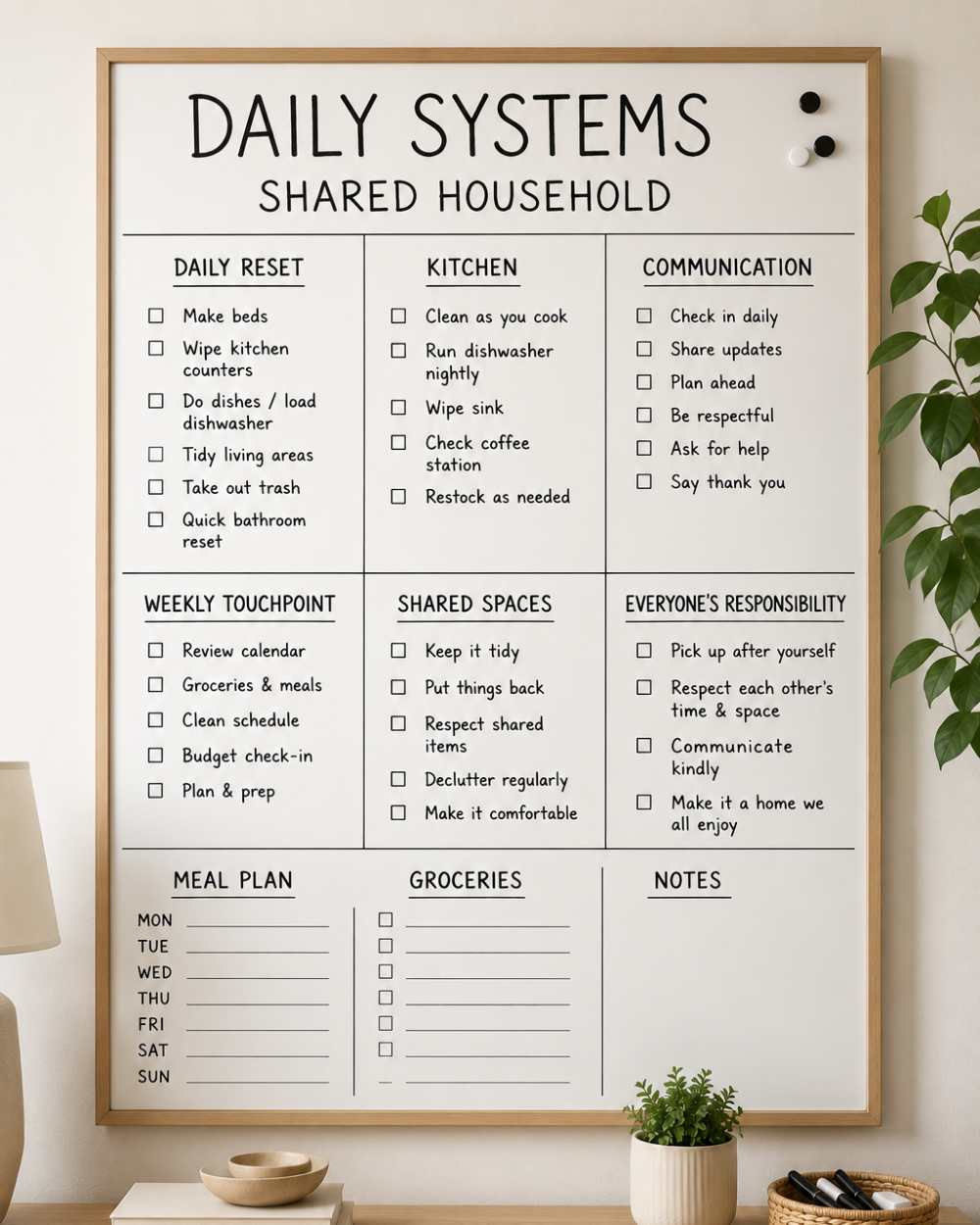 Daily systems for shared households