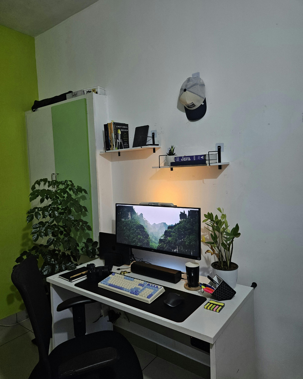 Living room and home office setup