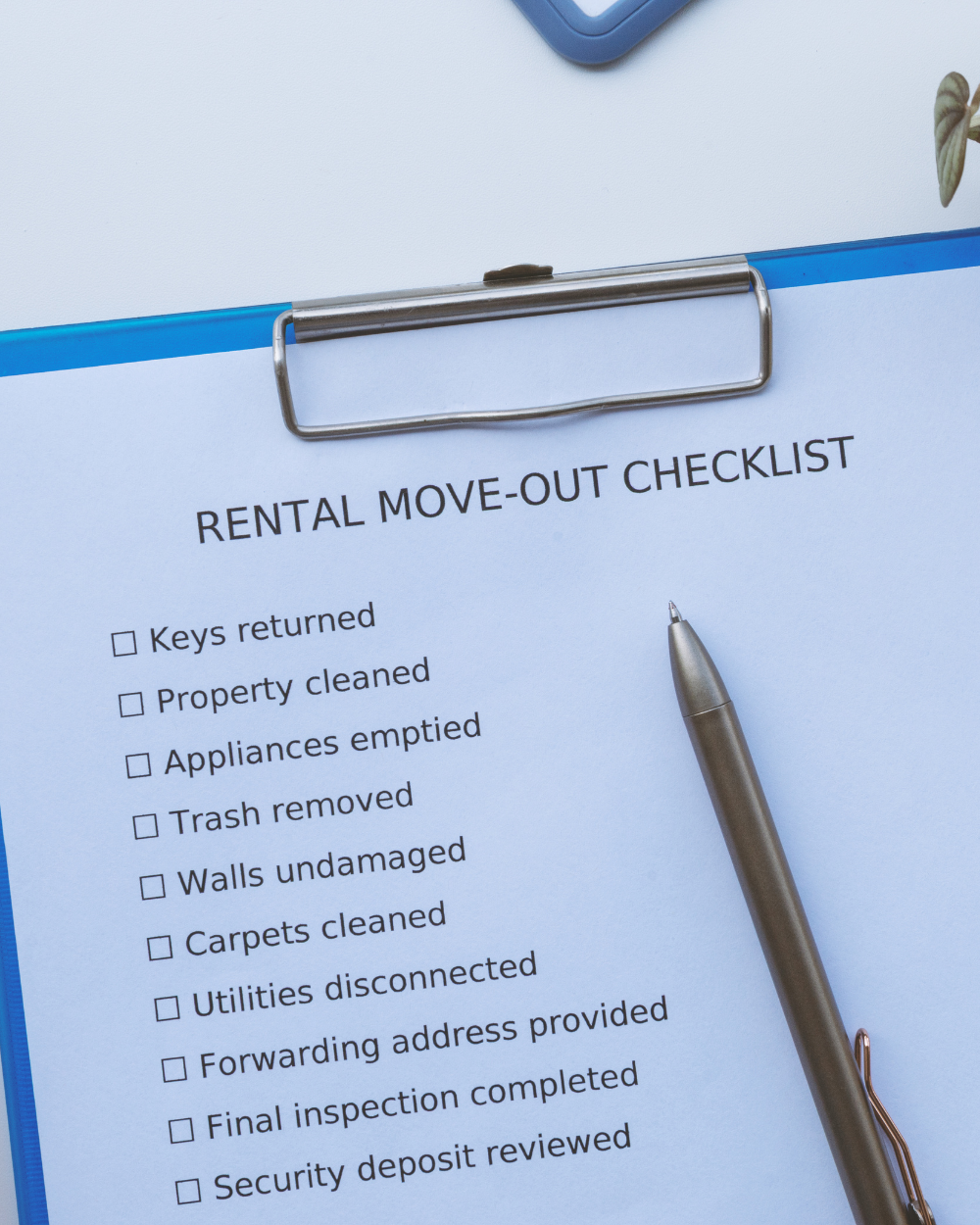 Move-out cleaning checklist for deposit