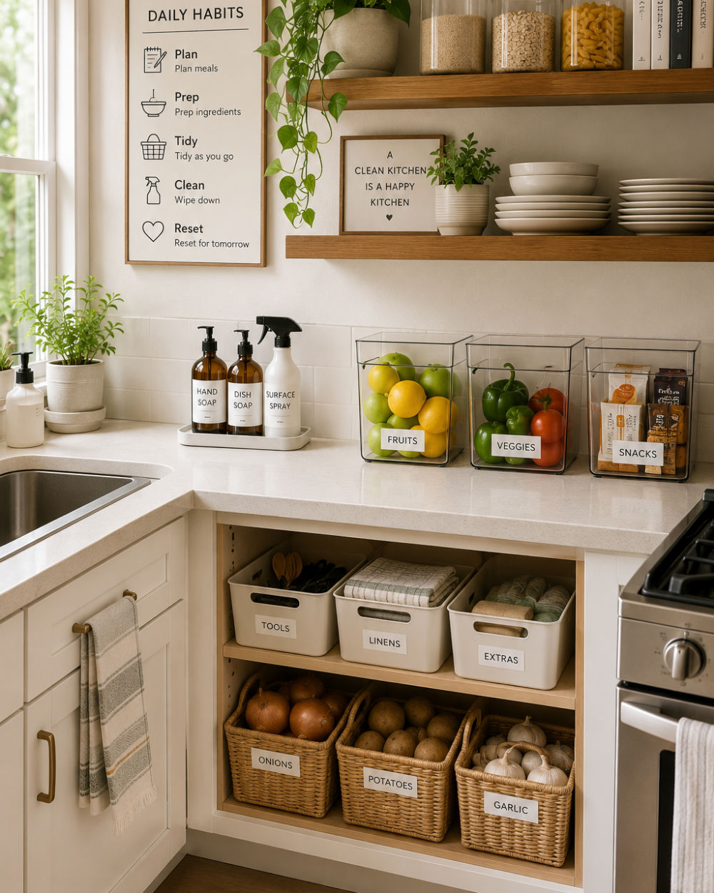 Daily habits for an organized small kitchen