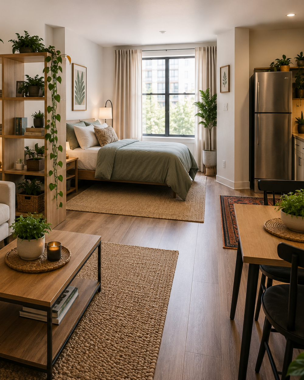 Zoning a studio apartment without walls